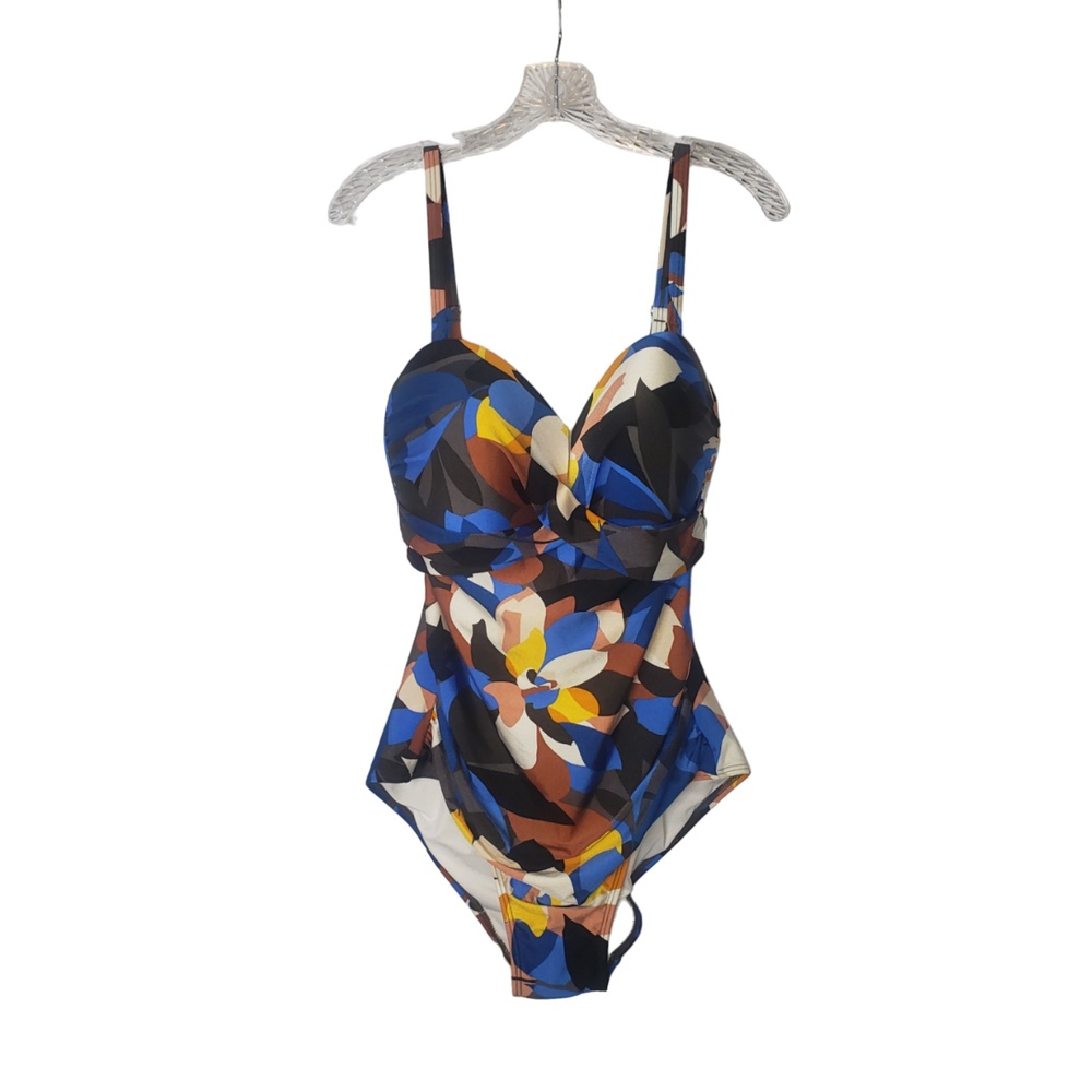 CALVIN KLEIN SWIMWEAR Stained Glass Bandeau One-Piece Swimsuit Size 14